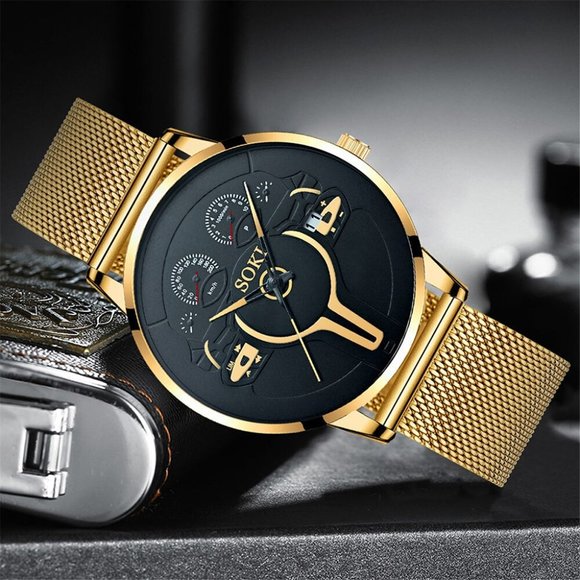 Other - Luxury Fashion Calendar Watch Men Stainless Steel Strap Quartz Wristwatch